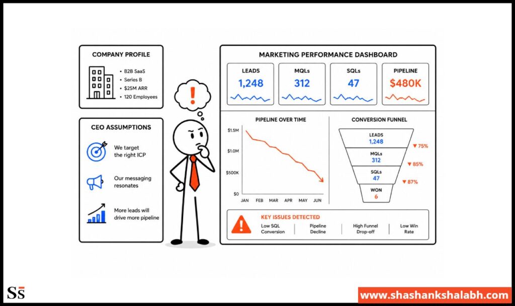 how we 3x pipeline b2b saas case study: starting Situation